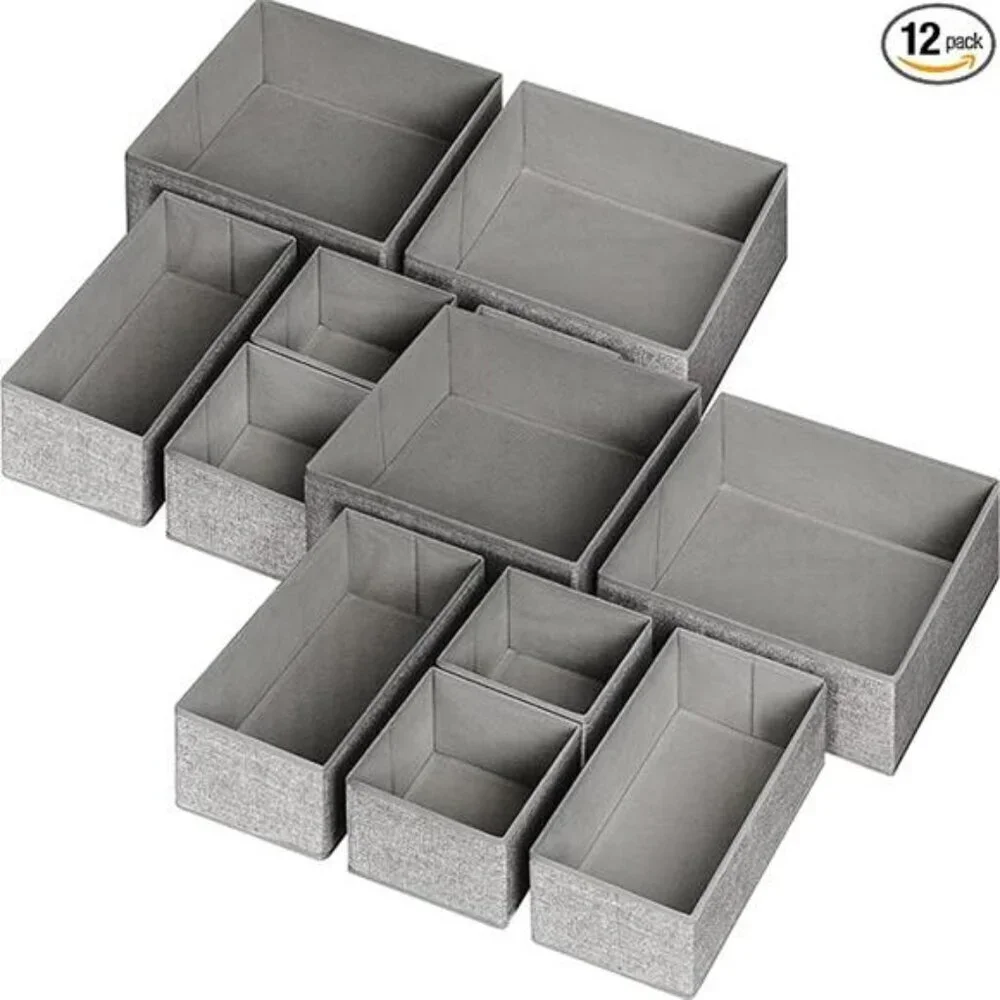 Drawer Organizers 12 Pack Closet Storage Bins for Clothes Socks Underwear
